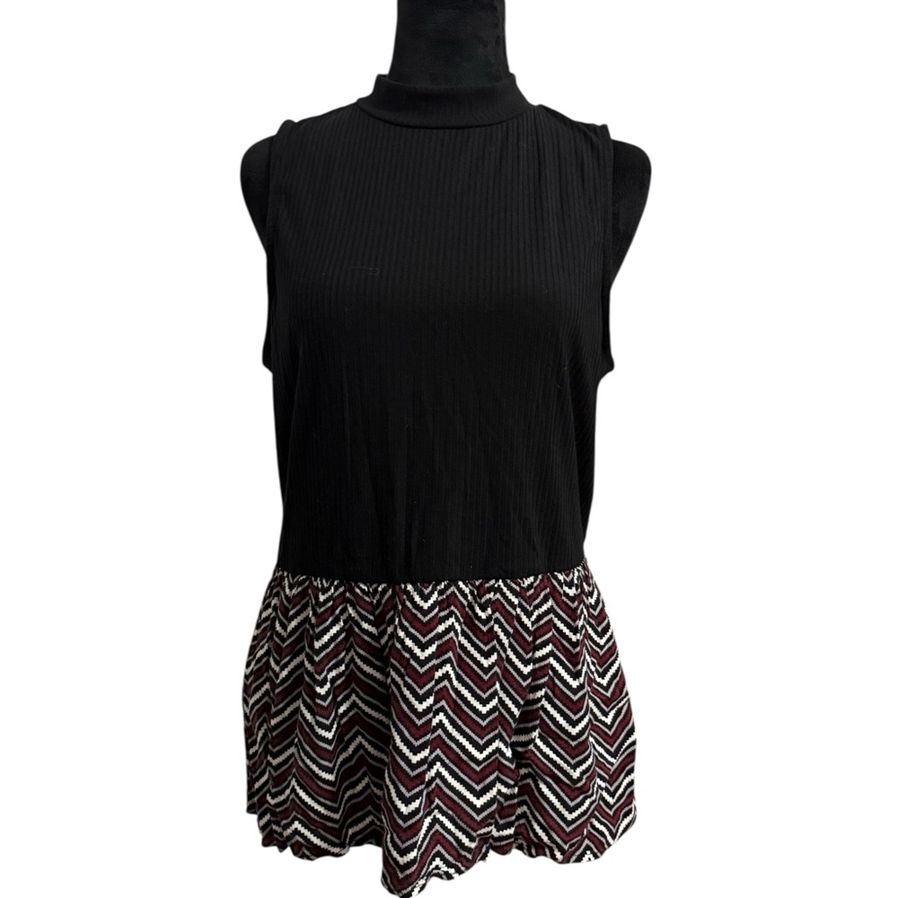 Candie’s Chevron Print Peplum Sleeveless Shirt - Size XL
